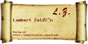 Lambert Zalán névjegykártya